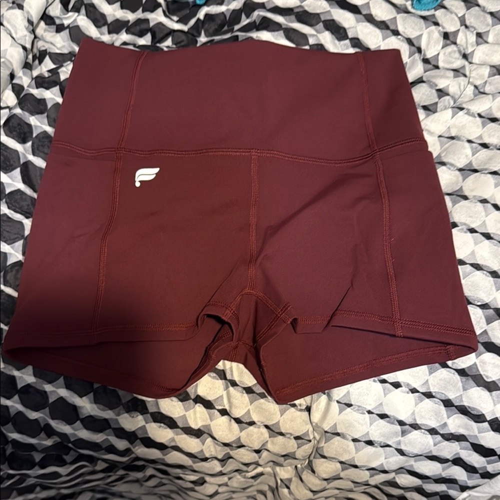 Fabletics Red Athletic Shorts High Waist Performance